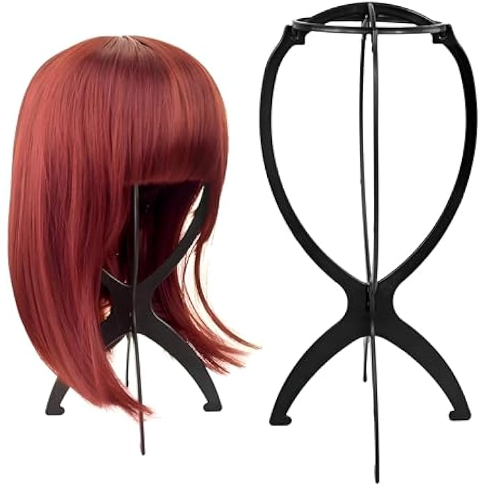 Wig Stand - Portable foldable wig stand with durable plastic construction, designed for secure wig display and travel-friendly use, with a lightweight, non-slip base and quick assembly. (1PC) - Image 1